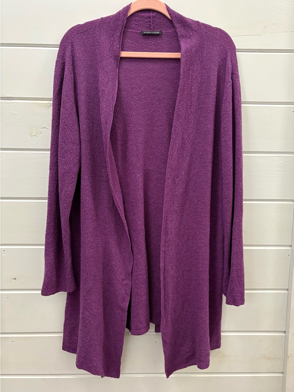 Eileen Fisher Deep Purple Open-Front Drape Cardigan